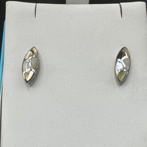 Charles Winston Sterling  Silver Mother Of Pearl Inlay Earrings